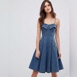 MISS SIXTY Vintage Corset Denim Midi Dress Size Medium Archive Y2K Rare Vintage